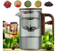 Tranquil Tea Pot,2025 New Zahra Magic Teapot, The Harmony Pot, Press Control Magic Tea Pot, Glass Teapot with Strainer (520-gray)