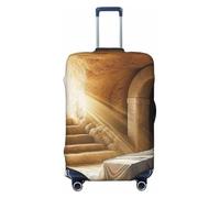 Tranquil Tomb with Rising Light Scene Elastic Travel Luggage Cover Protector Stampa Valigia Copertura Bagagli Anti-Graffio, Nero , M
