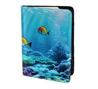 Tranquil Underwater Scenery - Custodia per passaporto in pelle stampata per donne e uomini, portafoglio da viaggio porta passaporto, nero, Taglia unica