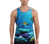 Tranquil Underwater Scenery Print - Gilet da uomo ad asciugatura rapida, traspirante, da palestra, spiaggia, sport, abbigliamento casual quotidiano, Nero , L