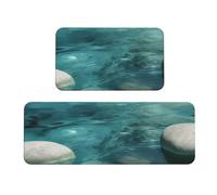 Tranquil Water - Tappetino da cucina in schiuma confortevole, 2 pezzi, per cucina, pavimento, casa, ufficio, antiscivolo