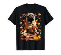 Tranquillo Cane Carlino Meditando Animale Autunnale Yoga Maglietta