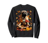 Tranquillo, Carlino, con, Autunno, Foglie, Meditazione, Animale, Autunno, Yoga Felpa