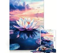 Tranquillo puzzle con ninfee al tramonto per ragazzi, 1000 pezzi, esercizio cognitivo, rilassante, divertente, senza bordi taglienti, regalo di Natale ideale (38x26cm)