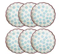 Tranquillo Set di 6 stampi per tartellette in gres con stampa stampata a mano, bianco/blu, RETRO, Ø 11 x 3 cm