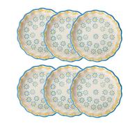 Tranquillo Set di 6 stampi per tartellette in gres con stampa timbrata a mano blu/giallo floreale, Ø 11 x 3 cm