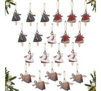 TranRantic 20 ciondoli a forma di angelo per albero di Natale, in legno, con angelo custode, con spago, decorazione per albero di Natale, Capodanno, portafortuna (quattro stili)