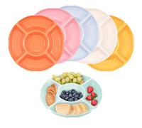 Tranrantic 6Pezzi Piatto a Scomparti per Snack,Impilabile Vassoio da Portata con 5 Scomparti,Riutilizzabili Plastica Porta Piatti per Snack,Piatto di Frutta Diviso per Aperitivo,Feste,Cinema(6 Colori)