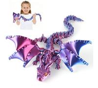 TranRantic Drago stampato in 3D, Drago Articolato Alato e Giunti Flessibili, Draghi Giocattolo Grande Pieghevole da 40 cm, Giocattoli da Scrivania per Decorare l'ufficio di Casa (Viola)