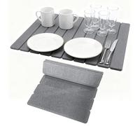 TranRantic Tappetino Asciugapiatti in Pietra Grande 60X40 cm, Tappetino Scolapiatti ad Asciugatura Rapida, Tappetini Assorbenti Pieghevoli in Terra Diatomacea per Piatti da Cucina, Casa (Grigio)