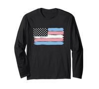Trans Colors USA US Flag LGBTQ+ Activist Transgender Flag Maglia a Manica