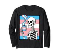 Trans Pride Skeleton Coffee Rafforzamento dell'identità transgender Maglia a Manica
