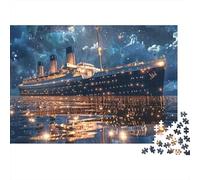 Transatlantico notturno, puzzle da 1000 pezzi, città stellata, riflessi notturni, gioco educativo per adulti, bellissima decorazione, sfida di alta difficoltà, regalo di compleanno, 70x50cm/1000pcs