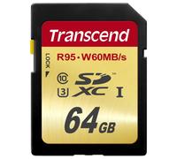 Transcend 64 GB High Speed 10 UHS-3 Flash Memory Card 95/60 MB/s (TS64GSDU3) Gold
