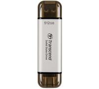 Transcend SSD portatile da 512 GB, alta velocità fino a 1050 MB/s, ultra compatto, supporta Type-A/Type-C, testato con USB 10 Gbps, colore argento - TS512GESD310S