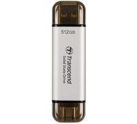 Transcend SSD portatile da 512 GB, alta velocità fino a 1050 MB/s, ultra compatto, supporta Type-A/Type-C, testato con USB 10 Gbps, colore argento - TS512GESD310S