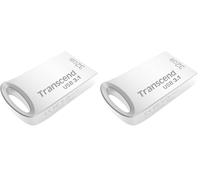 Transcend JetFlash da 32 GB, chiavetta USB compatta 3.1 Gen 1 (per portachiavi), confezione Frustration Free, argento - TS32GJF710SPE (Confezione da 2)