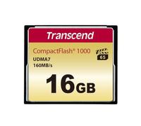 Transcend Scheda CompactFlash 1000 da 16 GB, fino a 160/120 MB/s, supporta la modalità Ultra DMA 7 ad alta velocità, ideale per video Full HD, 3D e 4K UHDTV TS16GCF1000