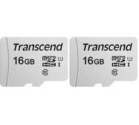 Transcend Scheda di memoria microSDHC 300S Classe 10 da 16 GB con fino a 95/45 MB/s (per smartphone, fotocamere digitali e console Nintendo Switch) senza adattatore SD - TS16GUSD300S (Confezione da 2)