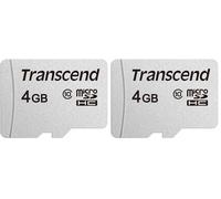 Transcend Scheda di memoria microSDHC 300S Classe 10 da 4 GB con fino a 95/45 MB/s (per smartphone, fotocamere digitali e console Nintendo Switch) senza adattatore SD - TS4GUSD300S (Confezione da 2)