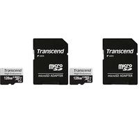 Transcend Scheda di memoria microSDXC 350V da 128 GB UHS-I, C10, U3, Full HD, fino a 95/45 MB/s, ideale per dashcam, telecamere di sicurezza e sistemi di sorveglianza - TS128GUSD350V (Confezione da 2)