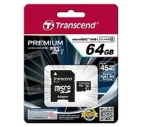 Transcend SD microSD Card SDXC UHS1 w/adapter Secure Digital TS64GUSDU1