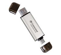 Transcend SSD portatile da 1 TB, alta velocità fino a 1050 MB/s, ultra compatto, supporta Type-A/Type-C, testato con USB 10 Gbps, colore argento - TS1TESD310S