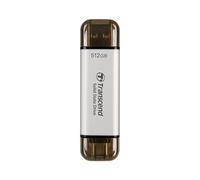 Transcend SSD portatile da 512 GB, alta velocità fino a 1050 MB/s, ultra compatto, supporta Type-A/Type-C, testato con USB 10 Gbps, colore argento TS512GESD310S