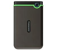 Transcend StoreJet 25M3S da 4 TB USB 3.1, disco rigido portatile robusto, resistente agli urti, compatto e leggero con velocità elevate e pulsante di backup one-touch (grigio ferro) - TS4TSJ25M3S