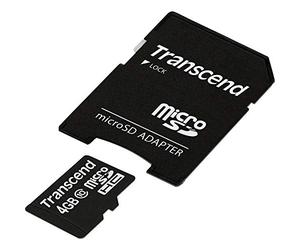 Transcend TS4GUSDHC10 Scheda di Memoria MicroSDHC da 4 GB con Adattatore, Classe 10