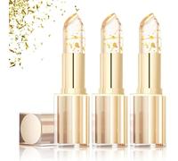 Transferproof Color Changing Lipstick, Color Changing Lipstick Gold Foil for Women Long-Lasting 24 Hours, Gold Foil Moisturizing Glossy Shine Lip Gloss, Warm Change Moisturizing Lip Balm (3Pcs, 3.5g)