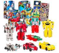 Transformers 1 Step Flip Changer Earthspark Action Figure Set - Bundle di 4 Giocattoli: Bumblebee, Skullcruncher, Megatron, Elita One, adesivi, altro