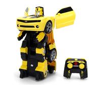 Jada Toys - Transformers RC Bumblebee 1:24 trasformabile, auto radiocomandata 2,4 GHz con funzione Turbo, si trasforma da veicolo a robot