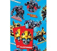 Transformers - Carta da regalo, 8 fogli, 8 etichette, 70 x 50 cm, prodotto ufficiale responsabile