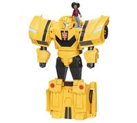 Transformers - EarthSpark, action figure di Bumblebee Spin Changer con action figure di Mo Malto