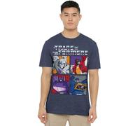 Transformers Maglietta Unisex Transformers Generations Retro Villainous Decepticon Grid, Maglietta Unisex Blu Navy, Marina Militare, 3XL