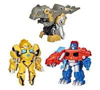 Transformers Playskool Primal Team-Up - Confezione da 3 con Optimus Prime, Bumblebee e Grimlock, personaggi di dinosauri convertibili da 4,5 poll