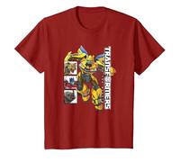 Transformers: Rise of The Beasts Box Panels Bumblebee Shot Maglietta, Bambini, Mirtillo Rosso, 10 Anni