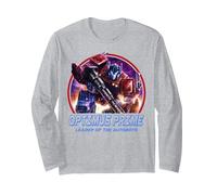 Transformers: War for Cybertron Optimus Prime Leader Maglia a Manica, Unisex per Adulti, Grigio Melange, XL