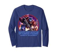 Transformers: War for Cybertron Optimus Prime Leader Maglia a Manica, Unisex per Adulti, Navy, L