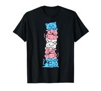 Transgender Cat Stack Cute Trans Pride Flag LGBT Animal Gift Maglietta