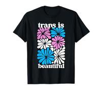 Transgender Floral Retro Flowers Trans Pride Colors Boho Maglietta