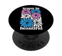 Transgender Floral Retro Flowers Trans Pride Colors Boho PopSockets PopGrip Adesivo