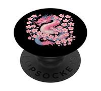 Transgender Japanese Dragon Trans Pride Flag Colors Floral PopSockets PopGrip Adesivo