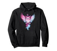Transgender Owl Bird Trans Pride Flag Colors Tattoo Style Felpa con Cappuccio