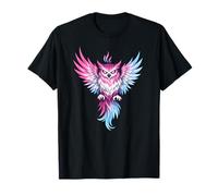 Transgender Owl Bird Trans Pride Flag Colors Tattoo Style Maglietta