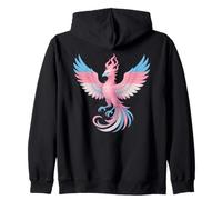 Transgender Phoenix Bird Trans Pride Flag Rising From Ashes Felpa con Cappuccio