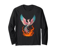 Transgender Phoenix Bird Trans Pride Flag Rising from Ashes Maglia a Manica