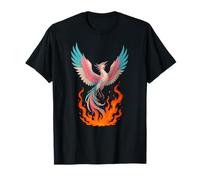 Transgender Phoenix Bird Trans Pride Flag Rising from Ashes Maglietta