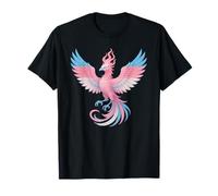 Transgender Phoenix Bird Trans Pride Flag Rising From Ashes Maglietta